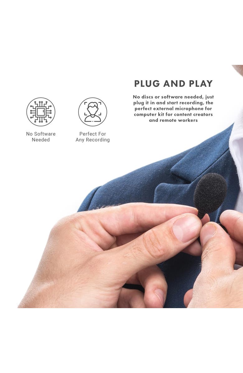 MOVO Universal USB Computer Microphone with USB Adapter Compatible with Laptop, PC and Mac, Smartphones, Cameras, Alternate, color, Black