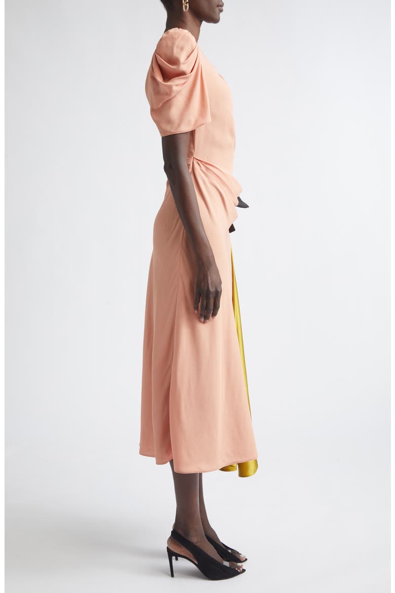 Draped Keyhole Midi Dress, Alternate, color, CORAL
