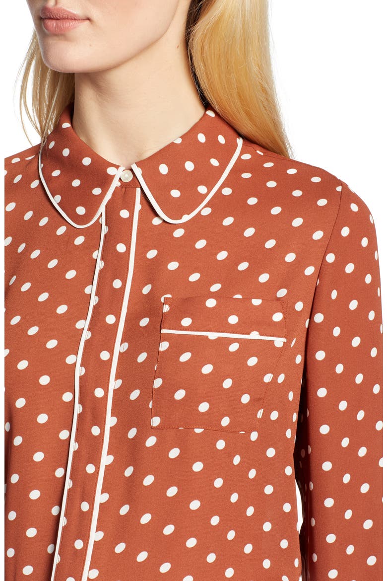 x Atlantic-Pacific Hidden Placket Blouse, Alternate, color, RUST SPACED DOT