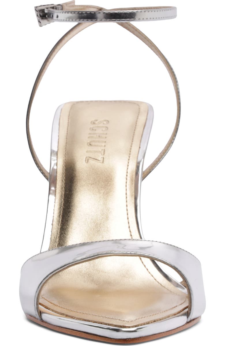 Schutz Elodie Ankle Strap Sandal, Alternate, color, Silver