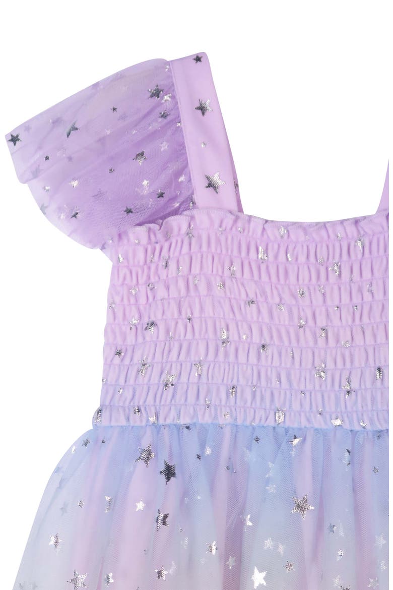 Kids' Foiled Star Mesh Dress, Alternate, color, ORCHID MULTI