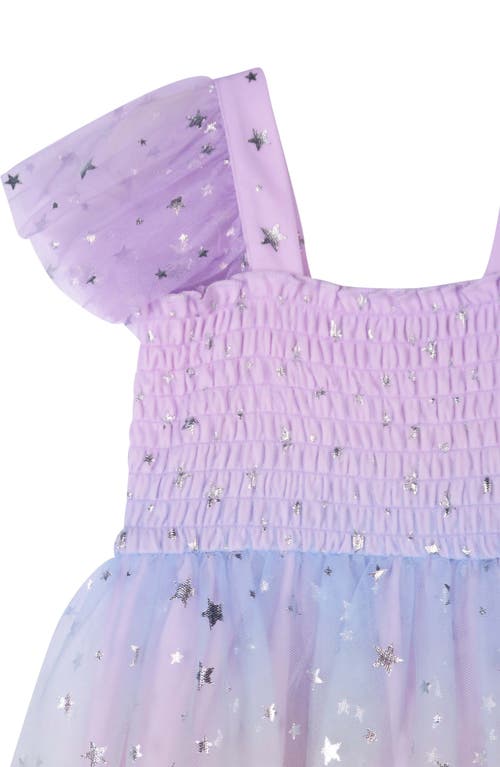 Zunie Kids' Foiled Star Mesh Dress In Orchid Multi