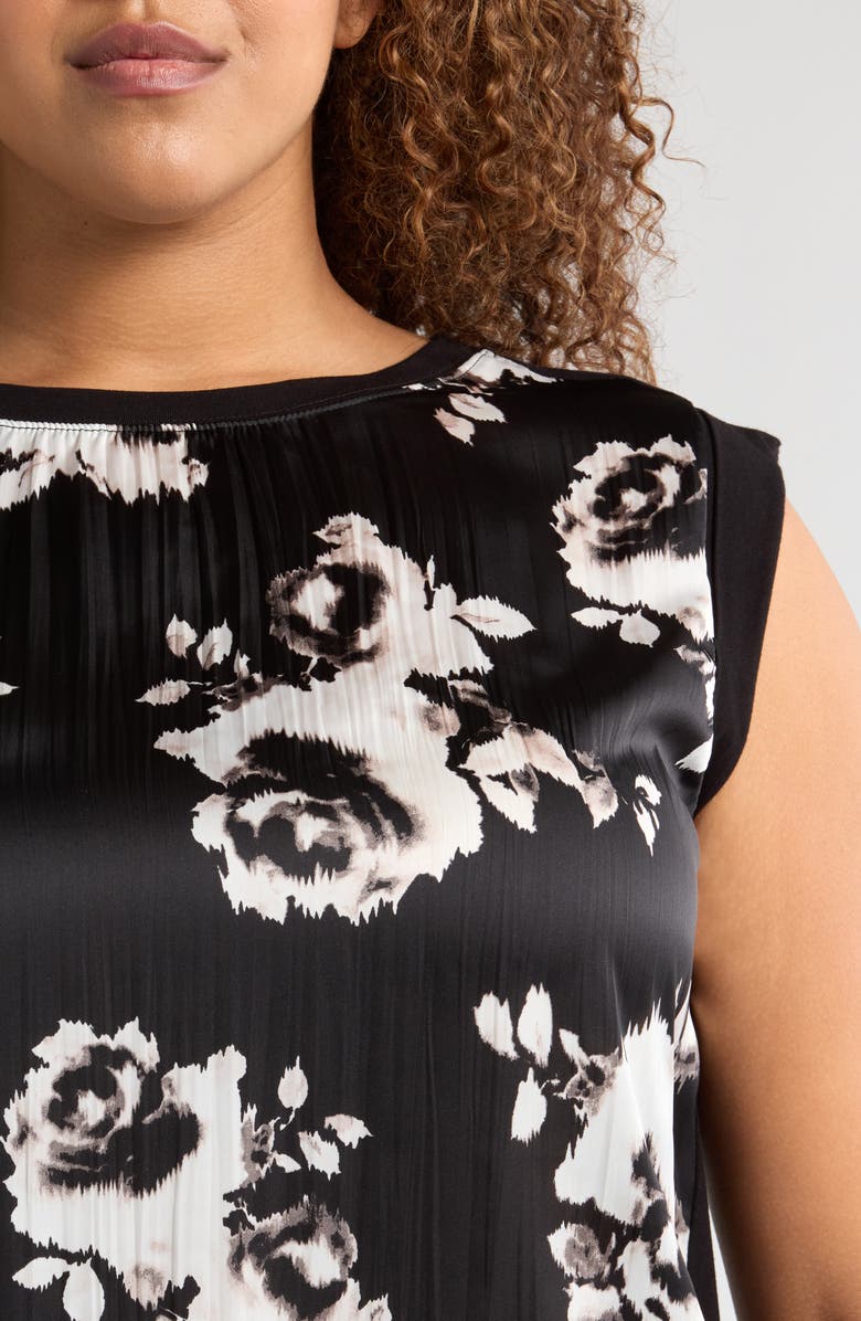 Liverpool Los Angeles Floral Mixed Media Sleeveless Top, Alternate, color, 