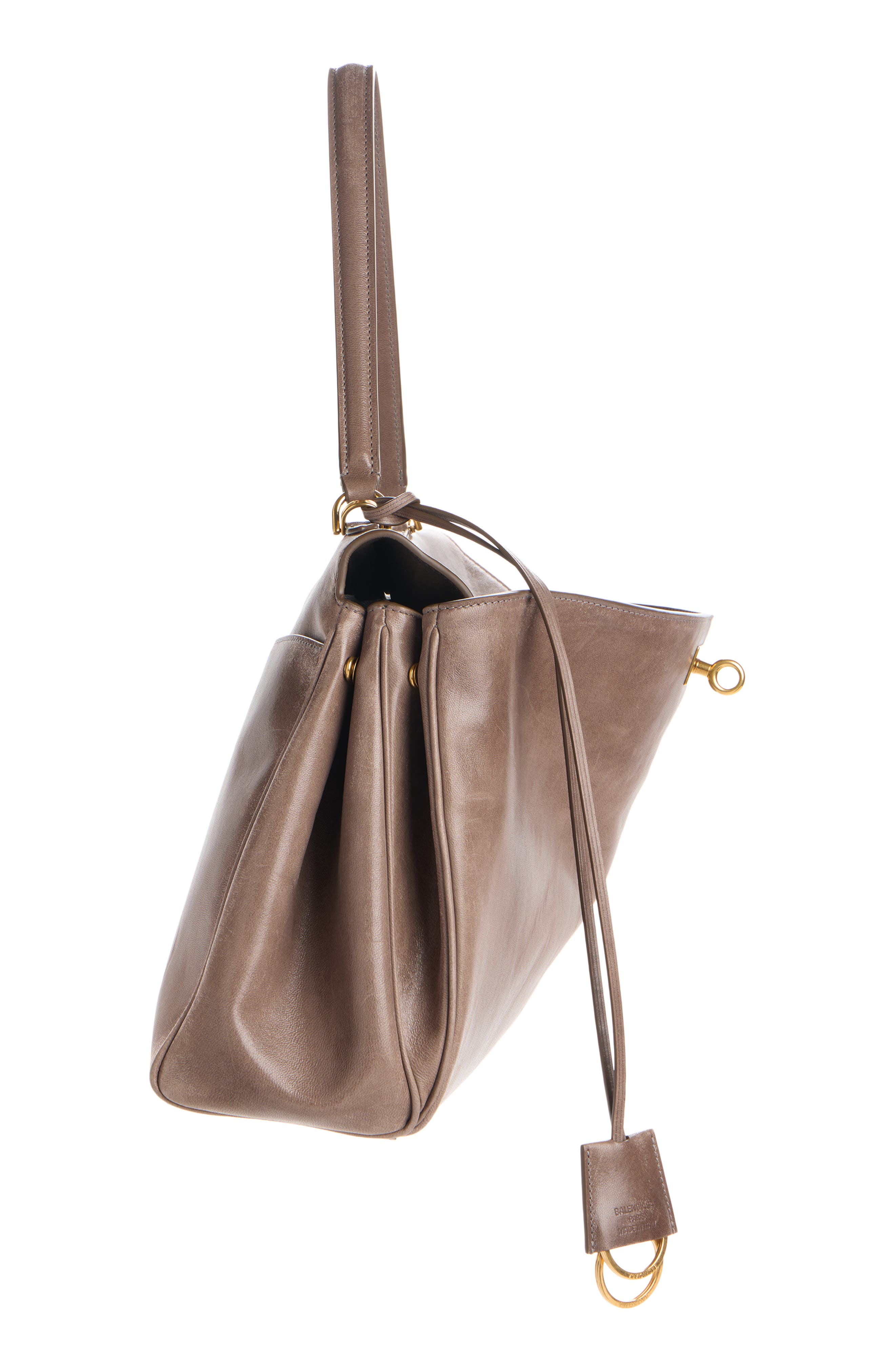 Balenciaga Small Rodeo Leather Top Handle Bag, Alternate, color, 5848 Dark Noix