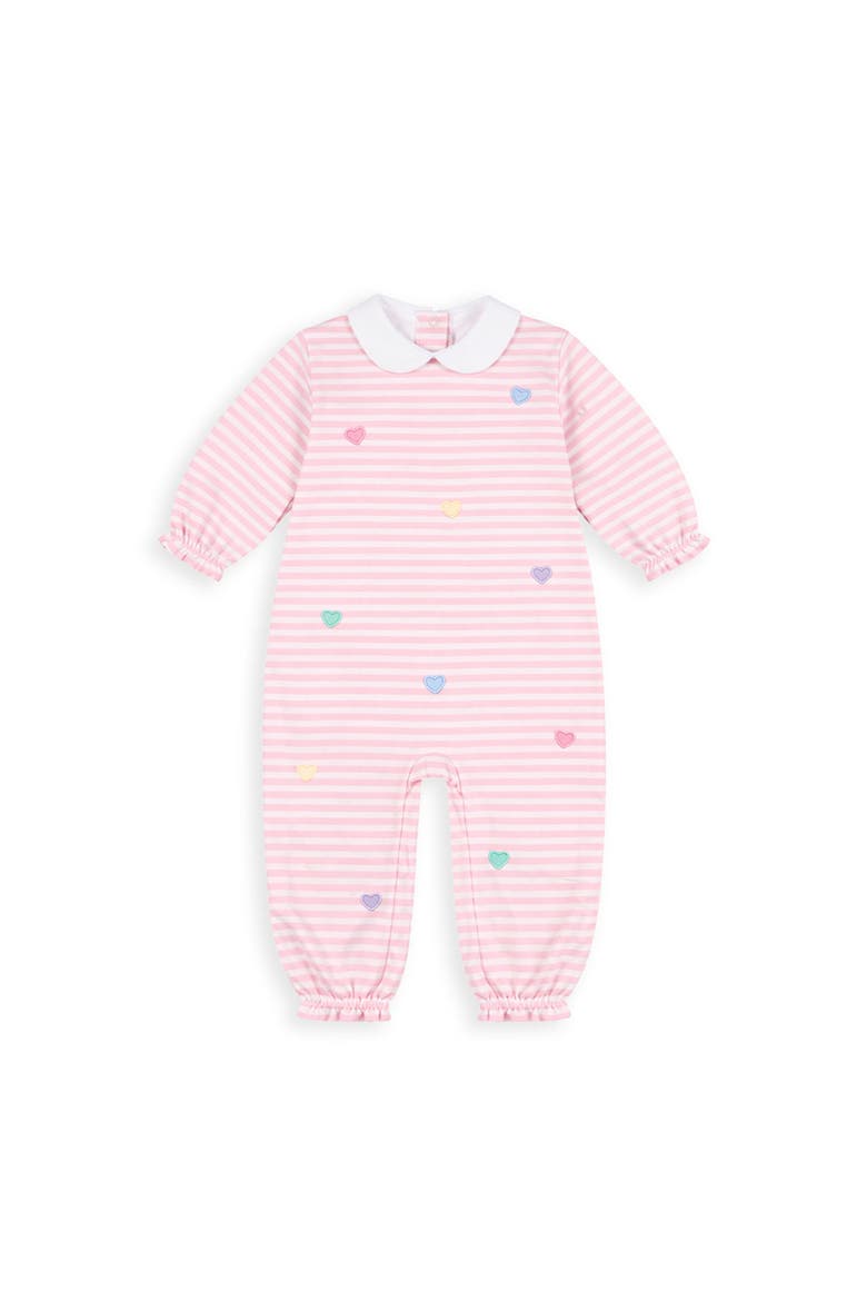 Stripe Knit Longall with Hearts, Main, color, Pink & White Stripe