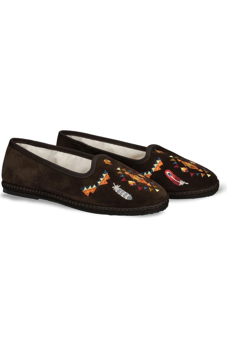 Fortela Frutate Friulane Suede Leather Embroidery, Main, color, Cacao