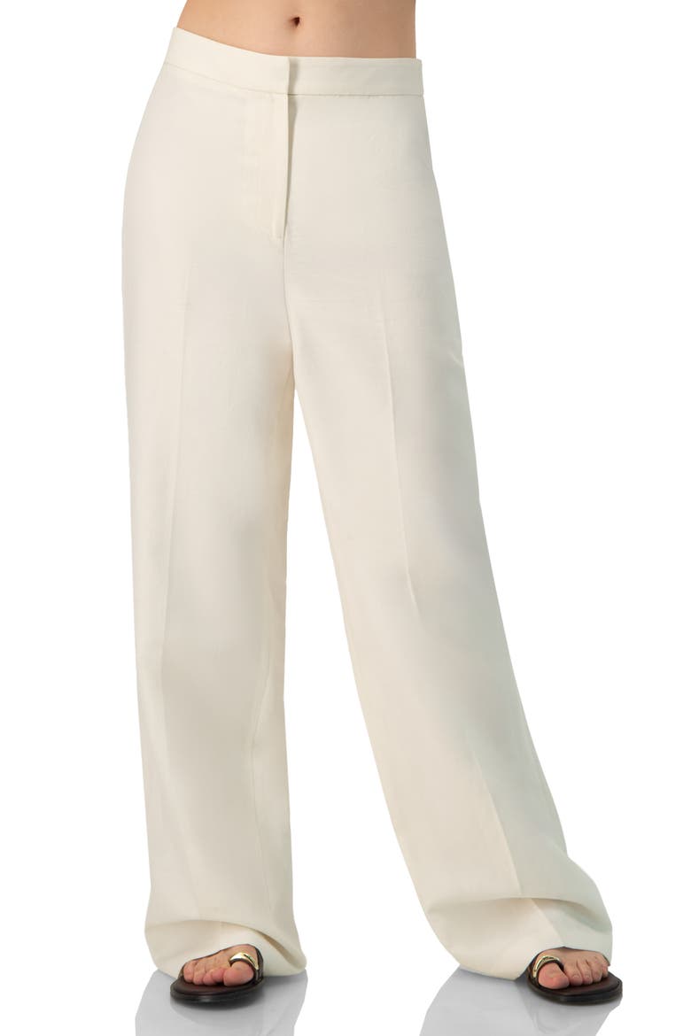 Linen Straight-Leg Pants, Main, color, Ivory