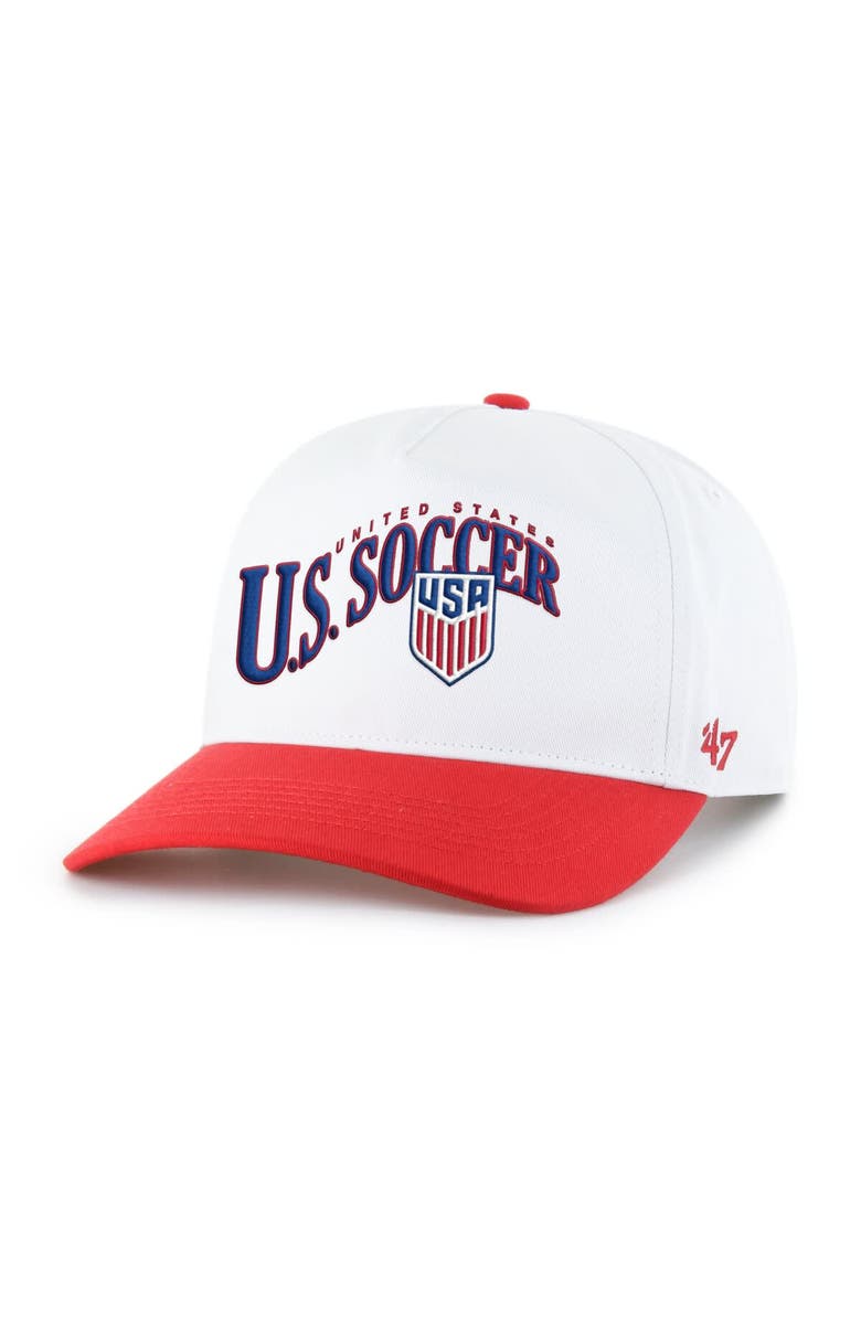 '47 Men's '47 White/Red USMNT Wave Hitch Adjustable Hat, Main, color, White