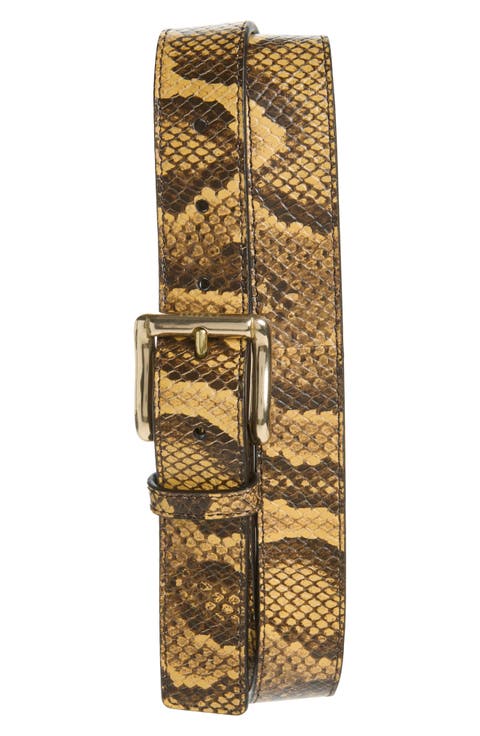 Python Embossed Leather Belt