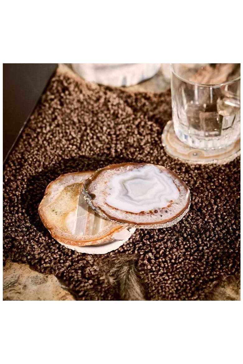 Lumino Set of 4 Agate Coasters, Alternate, color, SAND/ SILVER