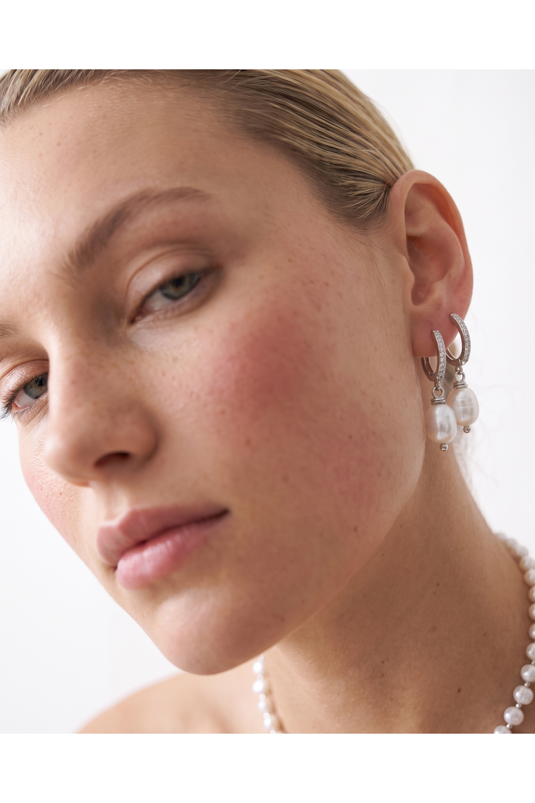 Baroque Freshwater Pearl Necklace and Earrings Set, Alternate, color, Silver
