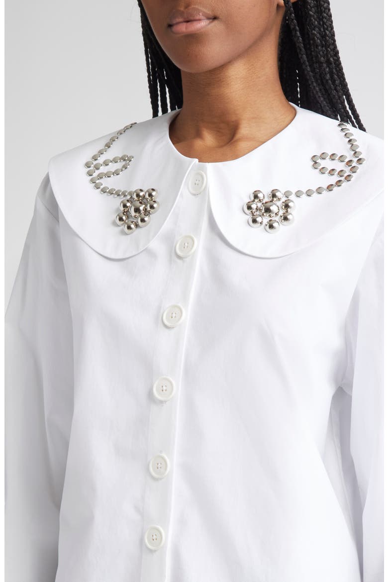 Studdy Poplin Button-Up Shirt, Alternate, color, WHITE