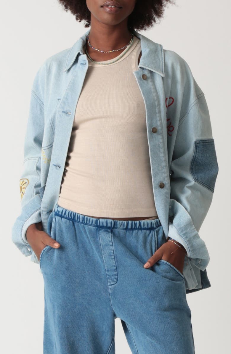 Electric & Rose Oversize Embroidered Denim Chore Jacket, Main, color,