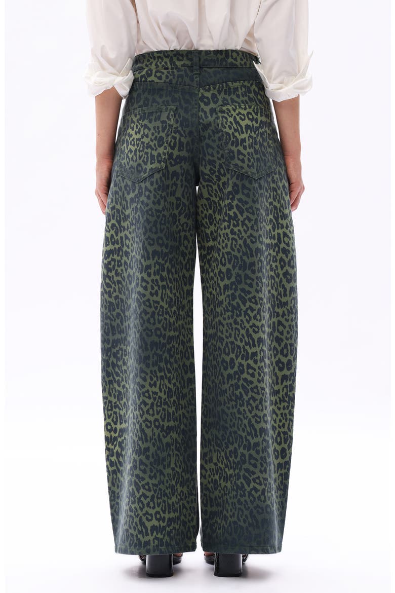 Ombré Leopard Print High Waist Barrel Jeans, Alternate, color, GREEN