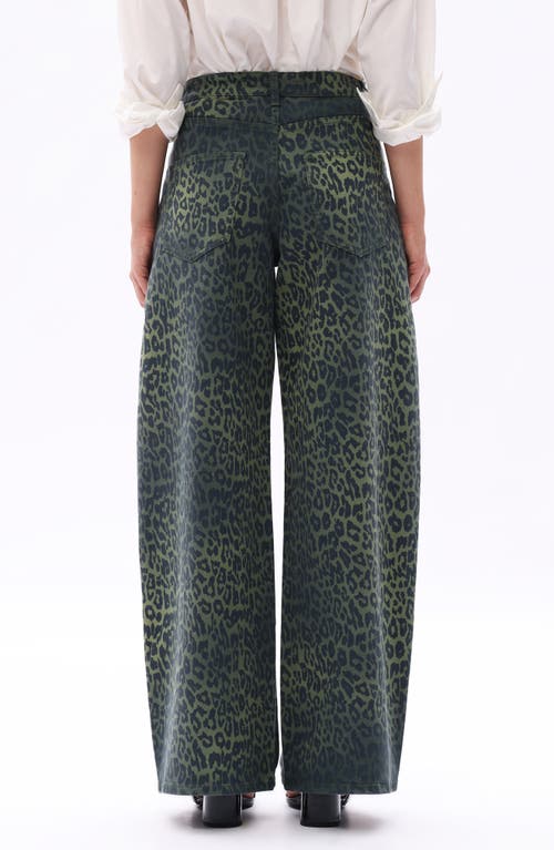 Bayeas Ombré Leopard Print High Waist Barrel Jeans In Green