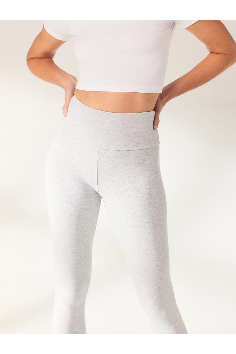 Petite Lightweight High Waisted Leggings, Alternate, color, Light Grey Marl