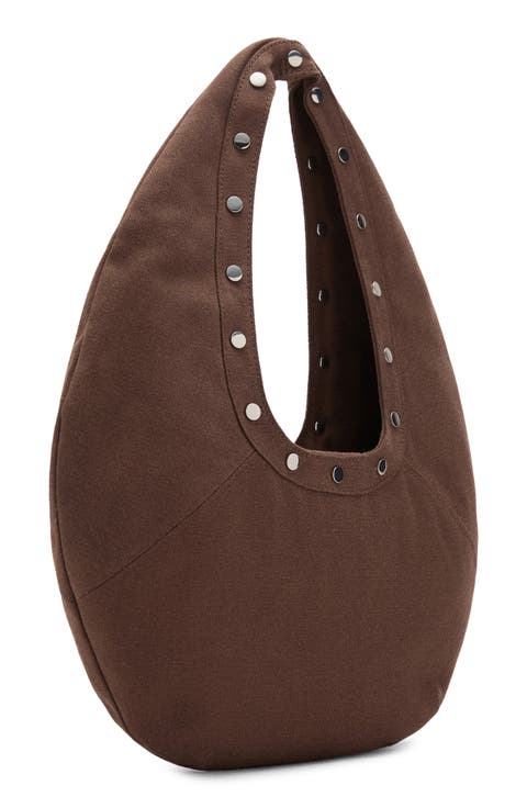 Oval Stud Canvas Shoulder Bag