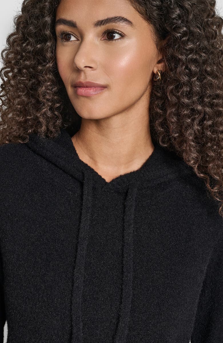 DKNY Feather Yarn Hooded Sweater, Alternate, color, Black