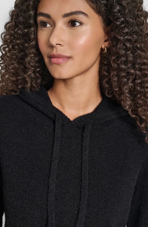 Dkny Feather Yarn Hooded Sweater In Black