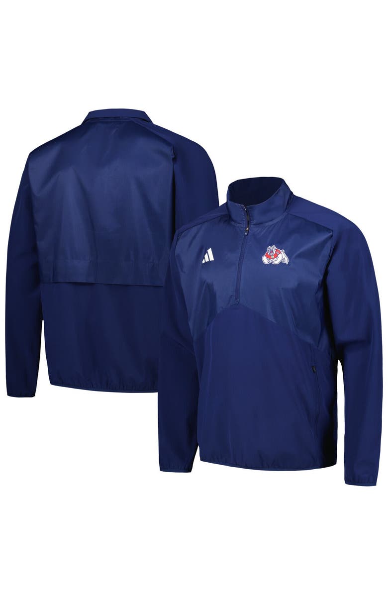 adidas Men's adidas Navy Fresno State Bulldogs Sideline AEROREADY Raglan Quarter-Zip Jacket, Main, color, Navy