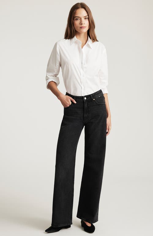 Mavi Jeans Florida Mid Rise Wide Leg Jeans In Black