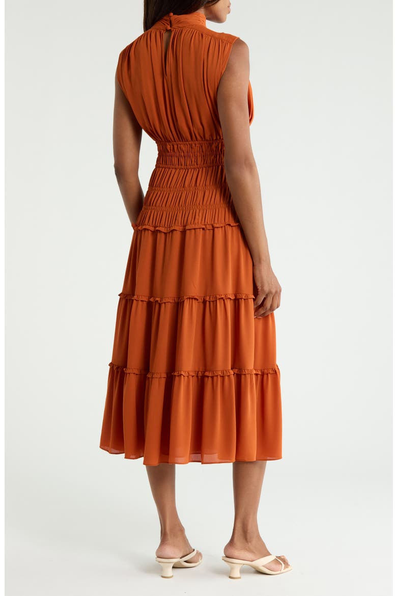 Junia Ruched Midi Dress, Alternate, color, CINNAMON
