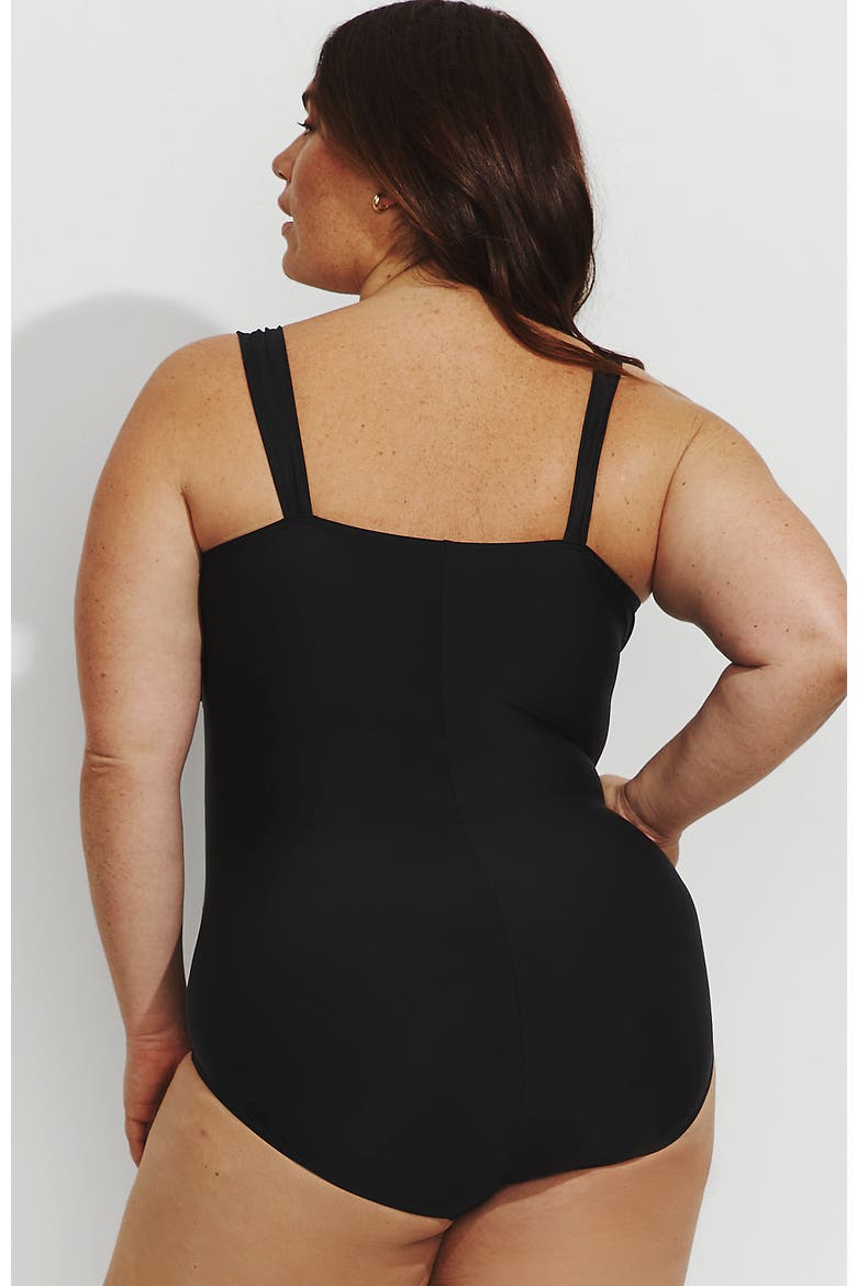 Plus Size New SlenderSuit Grecian Adjustable Low Leg One Piece, Alternate, color, Black