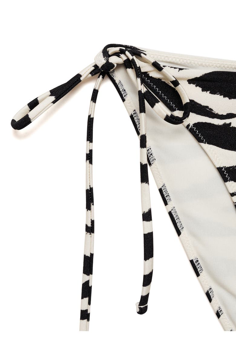 MANGO Zebra Tie Side Bikini Bottoms, Alternate, color, Black
