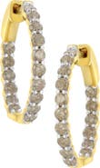 Haus of Brilliance 10K Yellow Gold Plated Silver Diamond Hoop Earrings