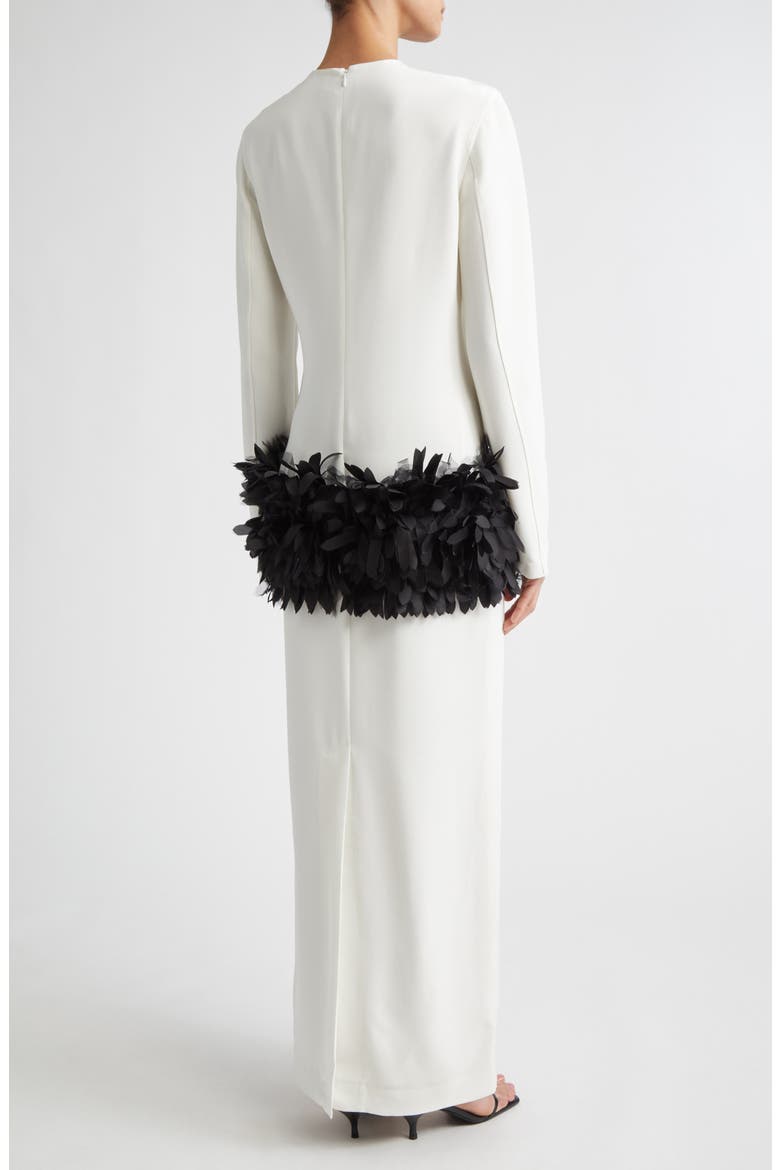 Petal Long Sleeve Wool & Silk Dress, Alternate, color, OFF-WHITE