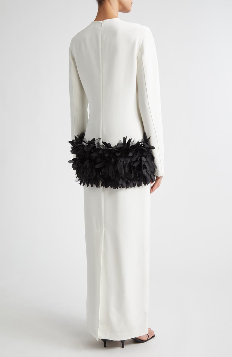 TOTEME Petal Long Sleeve Wool & Silk Dress, Alternate, color, Off-White