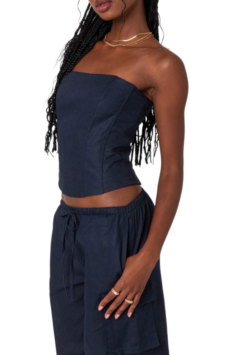 EDIKTED Bristol Linen Blend Corset Top, Alternate, color, 