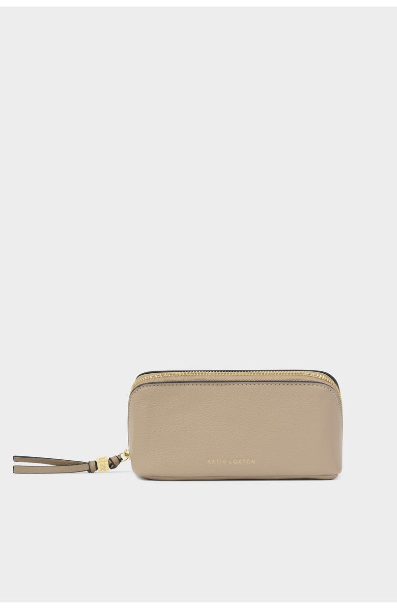 Katie Loxton Fold-Out Mirror Makeup Bag in Light Taupe, Main, color, Light Taupe