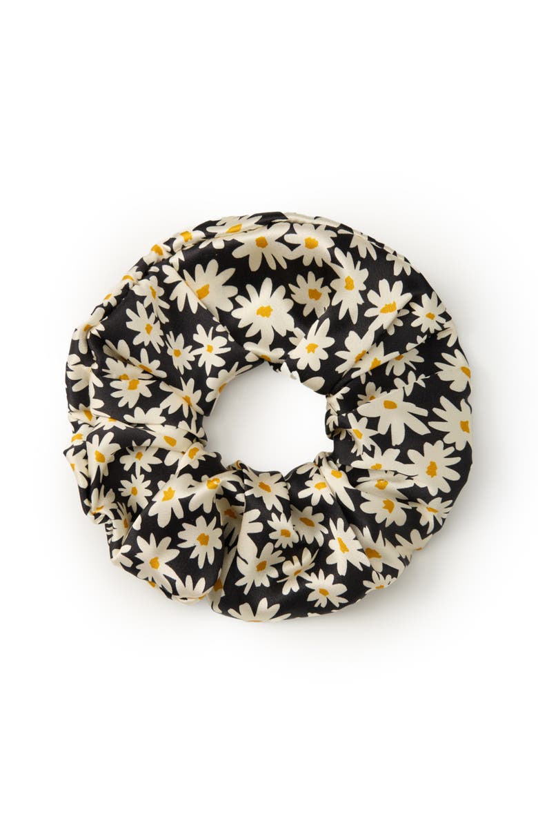OLAH Daisy Silk Scrunchie, Main, color, Black