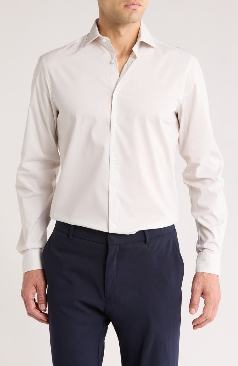 Calvin Klein Long Sleeve Dress Shirt, Main, color, Tan