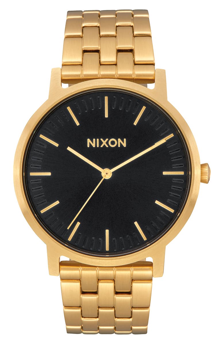 Nixon Porter Bracelet Watch, 40mm, Main, color, Black/ Gold/ Black