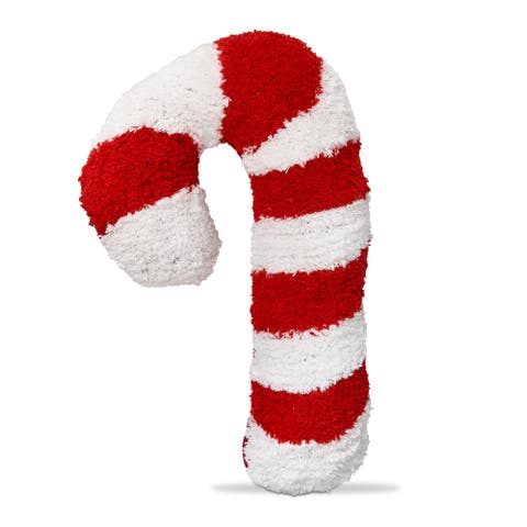 Christmas Red White Candy Cane Shaped Cotton Throw Pillow