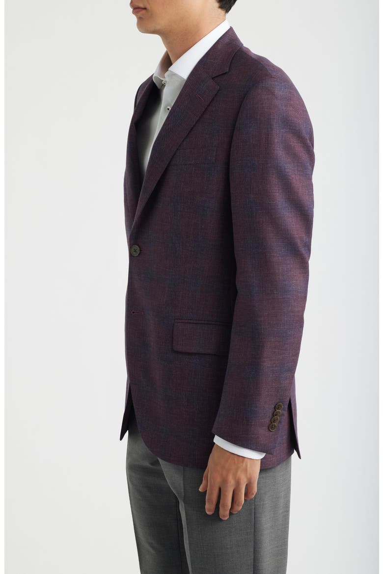 Flynn Classic Fit Dark Red Plaid Wool Sport Coat, Alternate, color, DARK RED