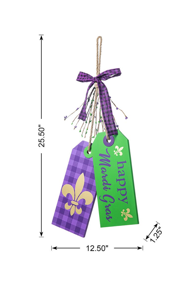 Happy Mardi Gras Day Wooden Bookmark Door Hanger, Alternate, color, Purple