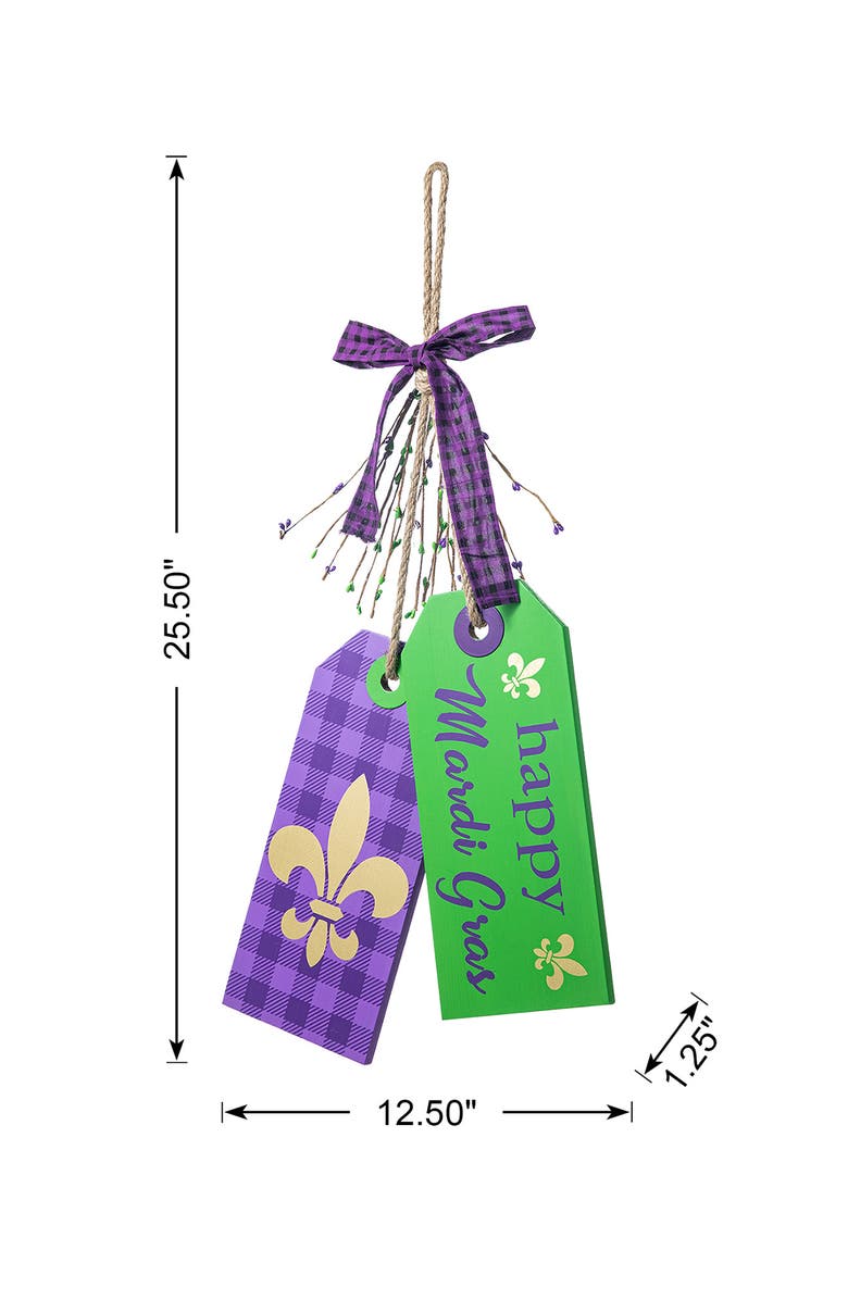 Glitzhome Happy Mardi Gras Day Wooden Bookmark Door Hanger, Alternate, color, Purple
