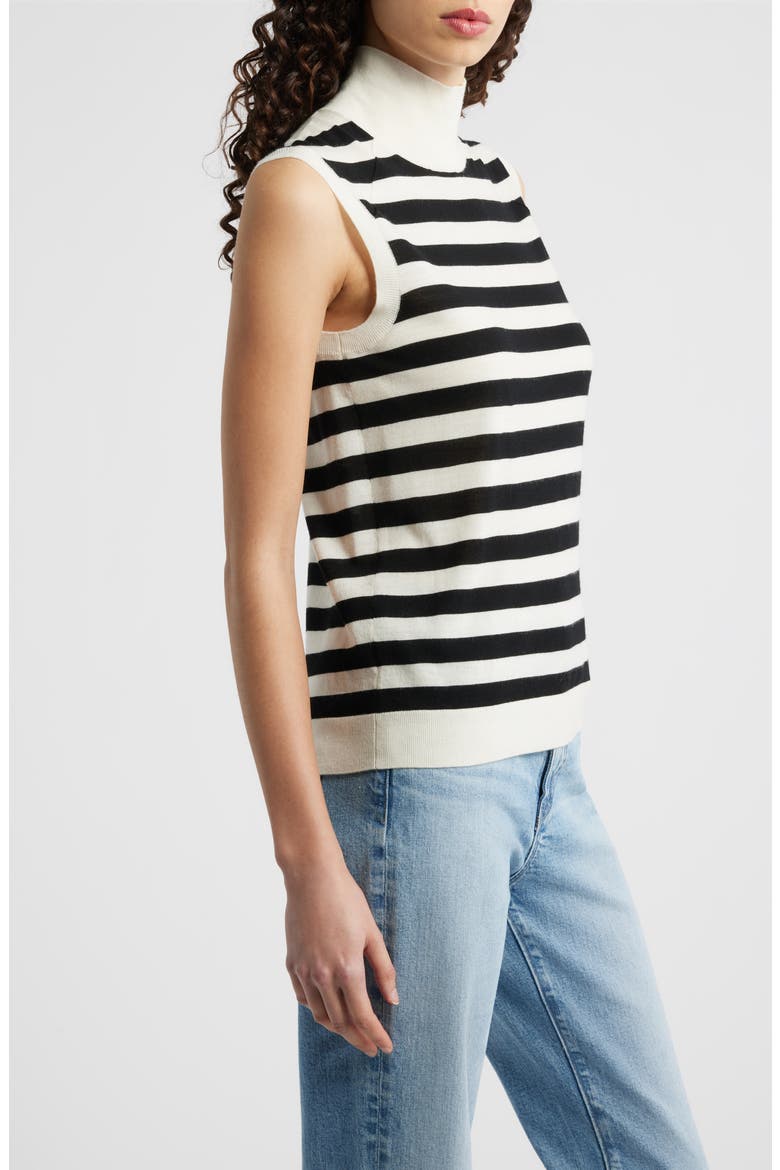 Fipini Mock Neck Wool Sweater Vest, Alternate, color, MONOCHROME STRIPE