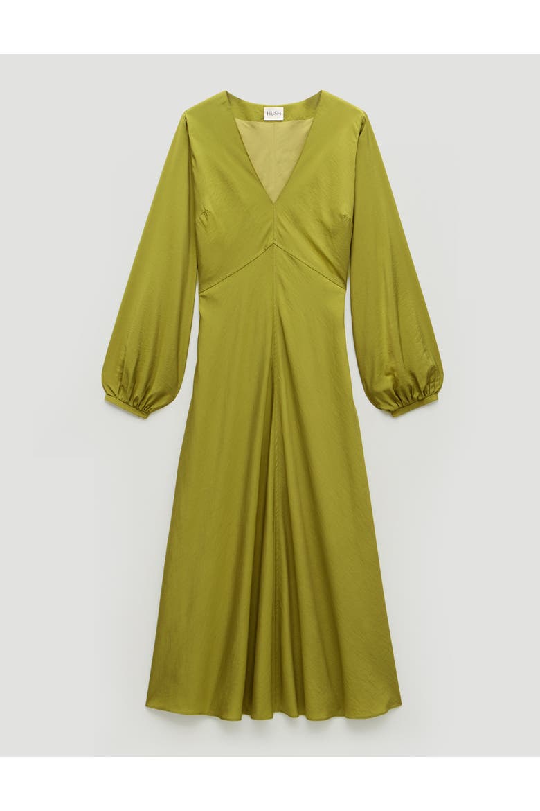 Grace V-Neck Long Sleeve Dress, Alternate, color, Dark Olive Green