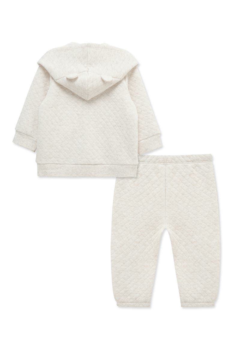 Oatmeal Quilted Hoodie & Pants Set, Alternate, color, OATMEAL HEATHER