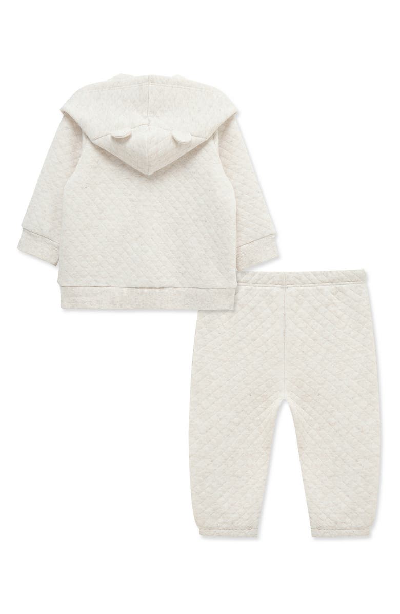 Little Me Oatmeal Quilted Hoodie & Pants Set, Alternate, color, Oatmeal Heather