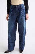 Paolina Russo Laser Engraved Baggy Wide Leg Jeans
