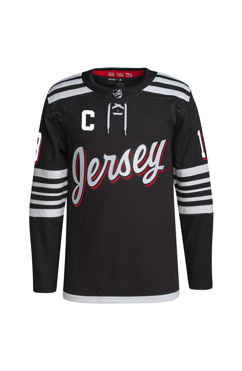 adidas Men's adidas Nico Hischier Black New Jersey Devils Alternate Primegreen Authentic Player Jersey, Alternate, color,