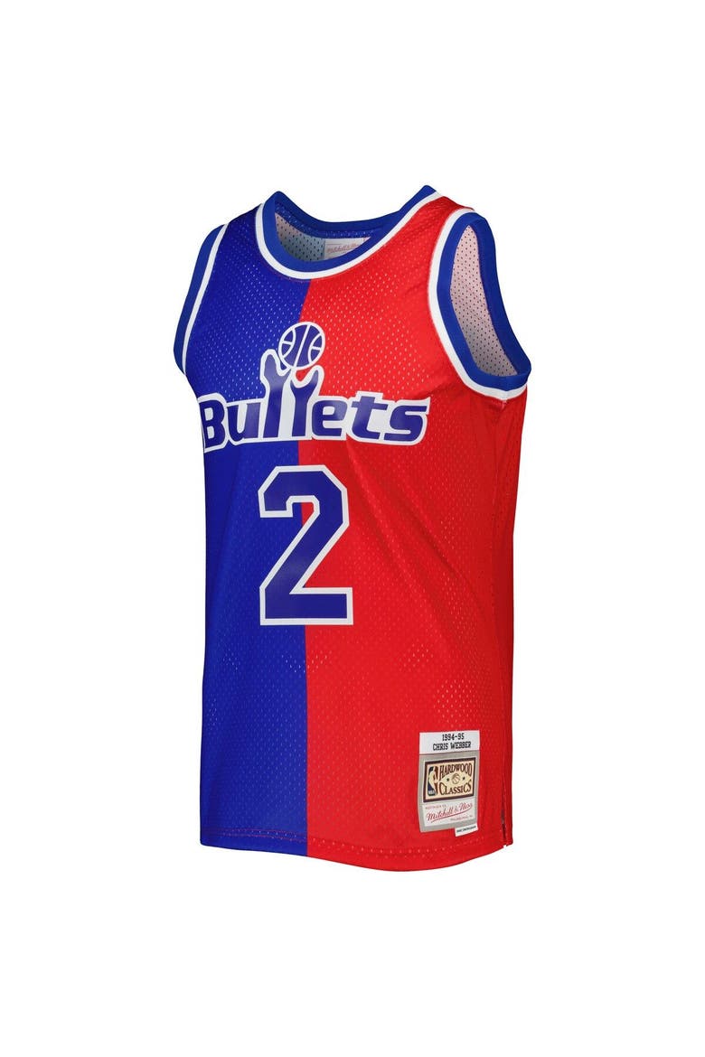 Men's Mitchell & Ness Chris Webber Blue/Red Washington Bullets Hardwood Classics 1994/95 Split Swingman Jersey, Alternate, color, Blue