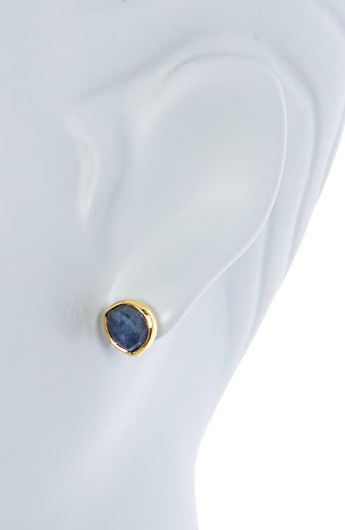 Monica Vinader Siren 18k Gold Vermeil Kyanite Stud Earrings In Blue