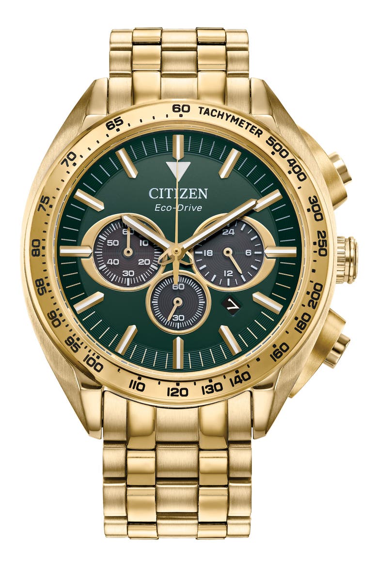 Mother-of-Pearl Chronograph Quartz Bracelet Watch, 39.2mm x 9.5mm, Main, color, GOLD