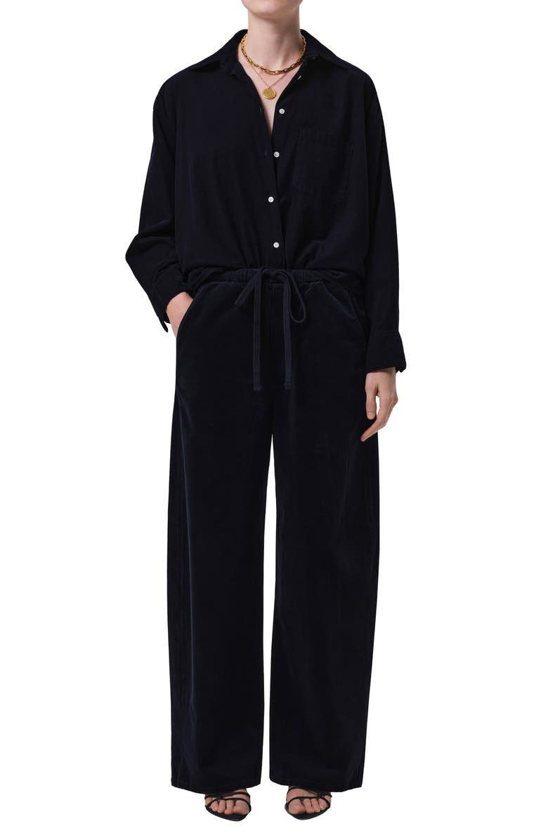 Citizens of Humanity Kayla Oversize Corduroy Button-Up Shirt, Alternate, color, True Navy